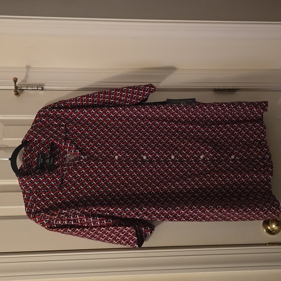 SHAQUILLE O'NEAL BRAND MEN'S RED GEOMETRICAL BIG & TALL SHIRT SIZE 2XLT - Picture 2 of 13